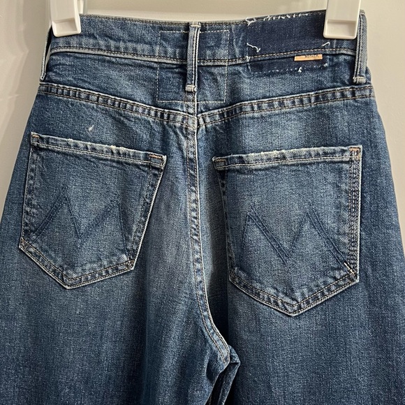 MOTHER Wide Leg Flare Jeans in Dark Blue Wash - Picture 4 of 8